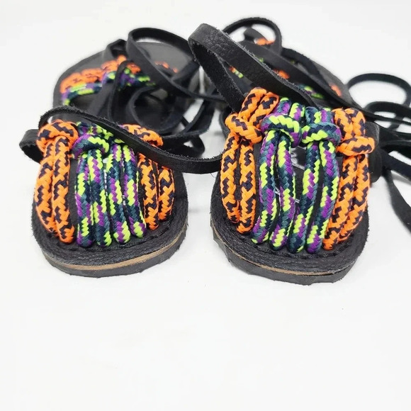 New Free People Black Rope Gladiator Tie Sandals 37 - Picture 4 of 5
